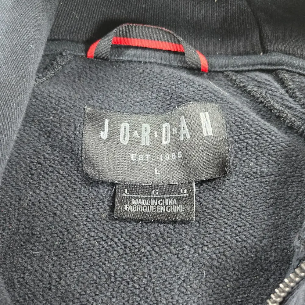 Nike Air Jordan Wings Fleece Lined Full Zip Black Hoodie Men's Size‎ Large